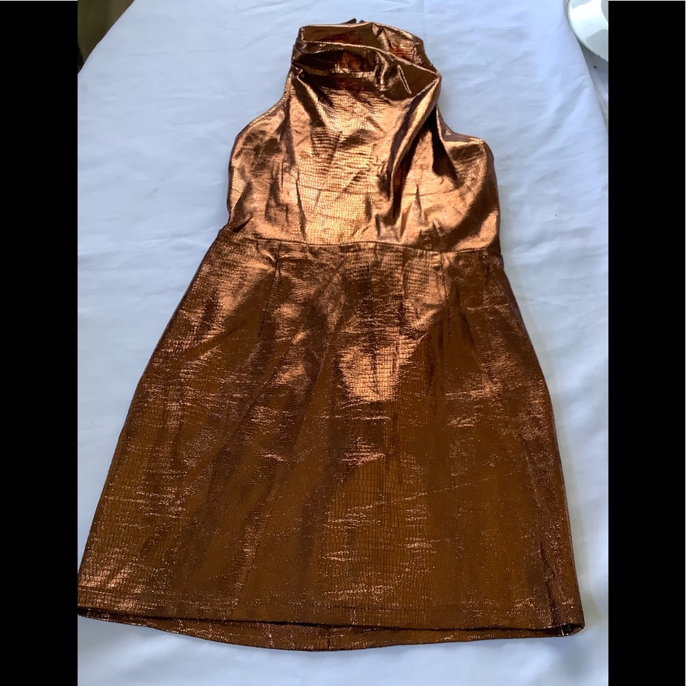 Missguided Halter Metallic Like Mini Dress